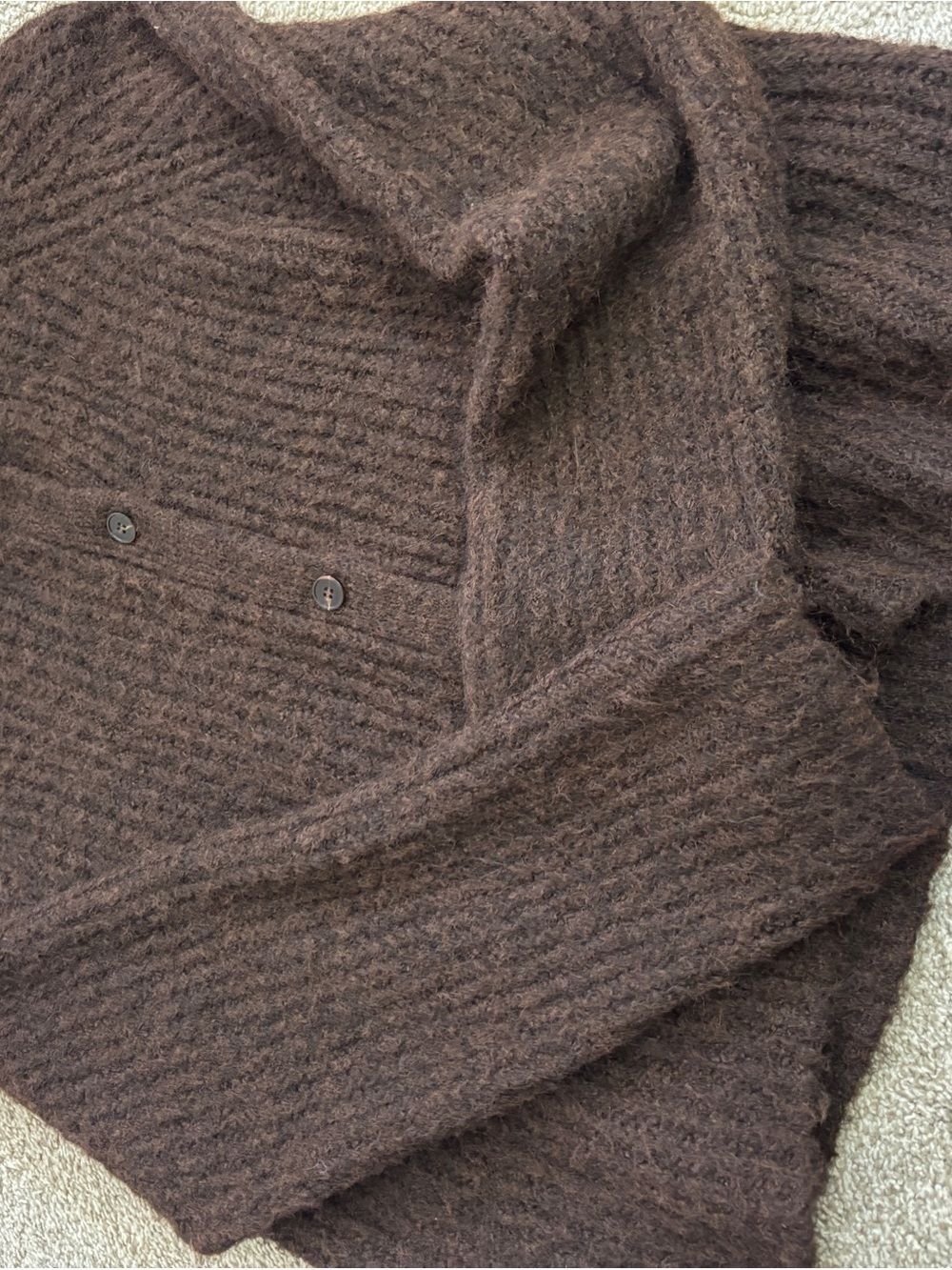 Lisa Says Gah - Espresso Fuzzy Button-Up Cardigan - Picture 2 of 3